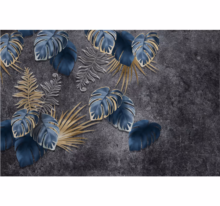 リビング カーテン ブラインド コンクリートに3d植物効果 - TENSTICKERS