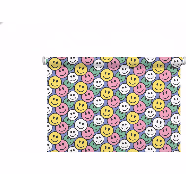 寝室 ブラインド カラフルなパステルのスマイリーフェイス - TENSTICKERS