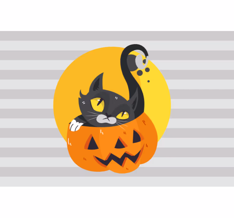 グレー ブラインド カボチャと黒猫 - TENSTICKERS