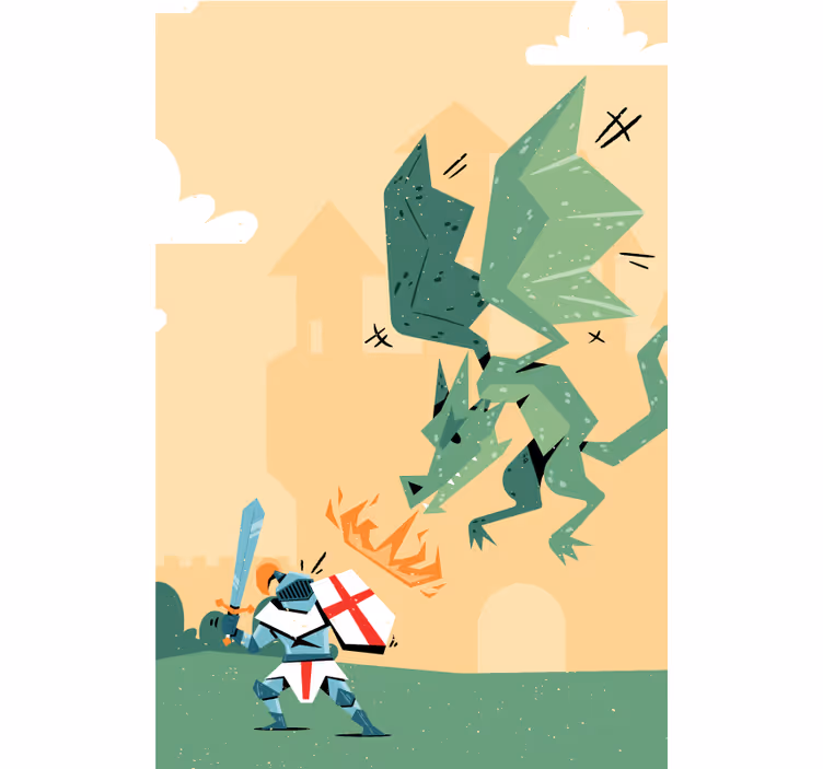 もうどうぶつ 騎士がドラゴンと戦う - TENSTICKERS