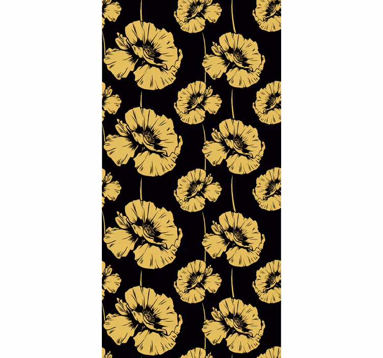 ブラインド 花 黄色と黒のデザイン - TENSTICKERS