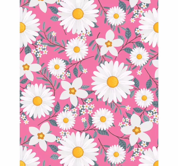 ブラインド 花や植物 ピンクデイジー柄 - TENSTICKERS