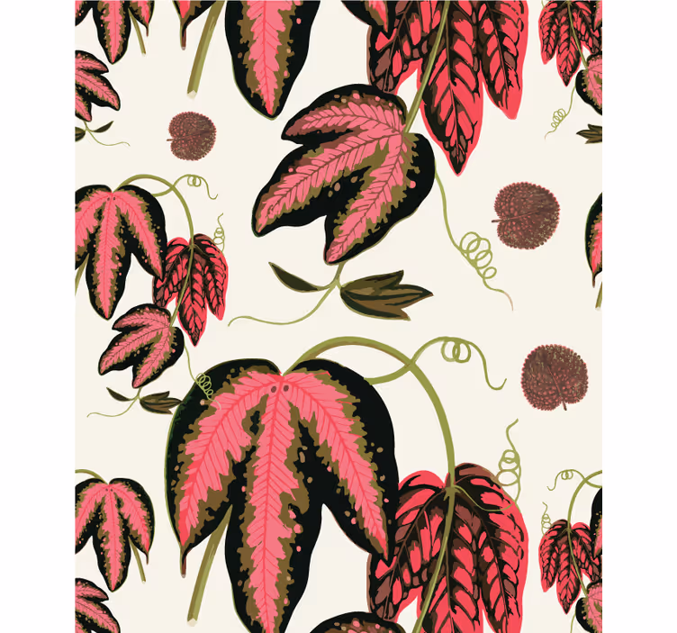 ブラインド 花や植物 ピンクの葉の模様 - TENSTICKERS