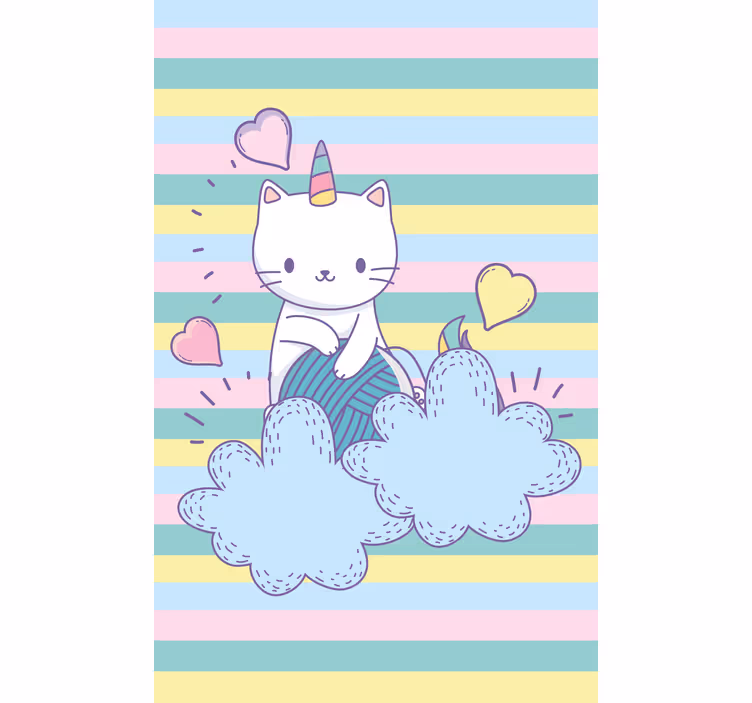 雲の上のユニコーン猫子供ブラインド - TENSTICKERS