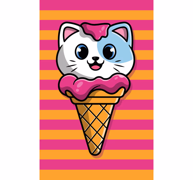 ブラインド 動物 猫アイスクリーム - TENSTICKERS