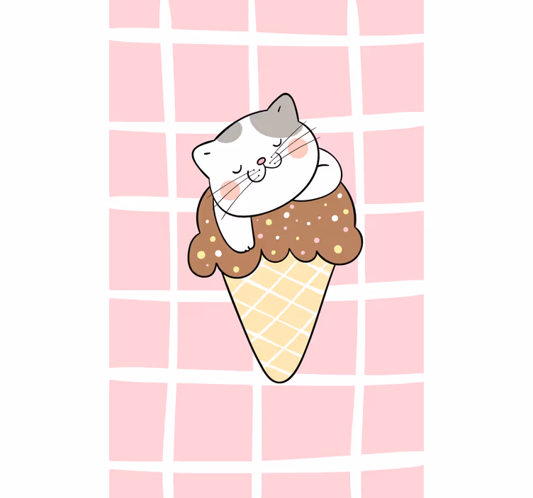 ブラインド 動物 アイスクリームコーンの中の猫 - TENSTICKERS