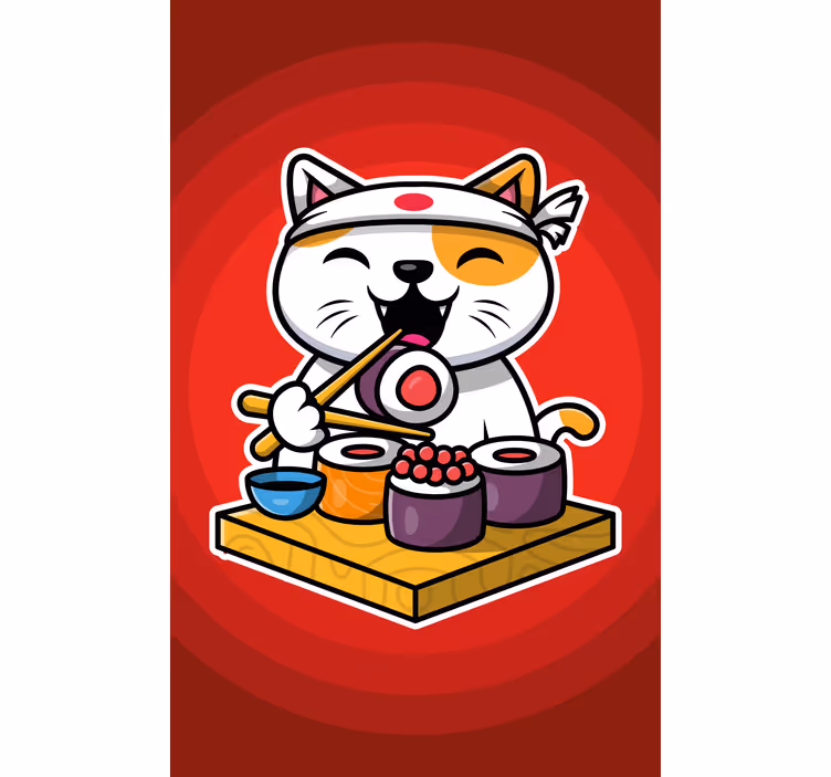 ブラインド 動物 幸せな猫の寿司 - TENSTICKERS
