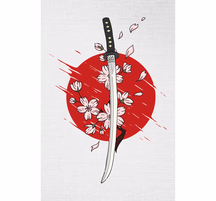 柄物日本刀の花 - TENSTICKERS