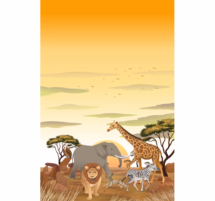 アフリカの漫画の風景様々な動物のブラインド - TENSTICKERS