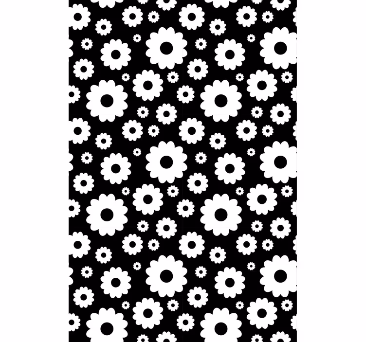 ブラインド 花 白黒の花柄 - TENSTICKERS
