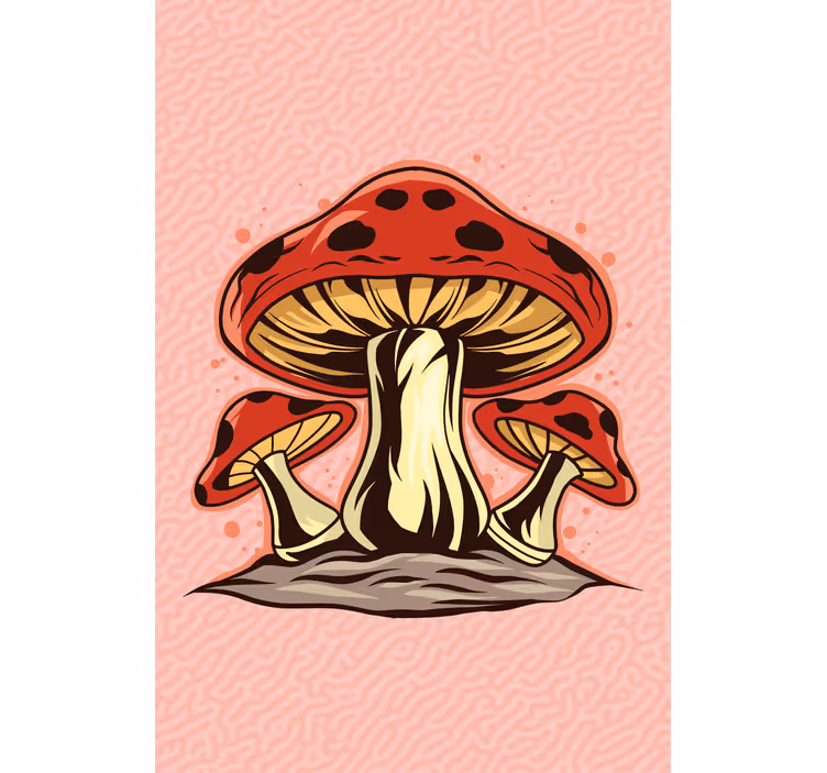 ブラインド 花や植物 鮮やかなキノコのトリオ - TENSTICKERS
