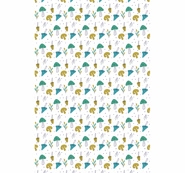 水色のキノコ柄キッチンブラインド - TENSTICKERS