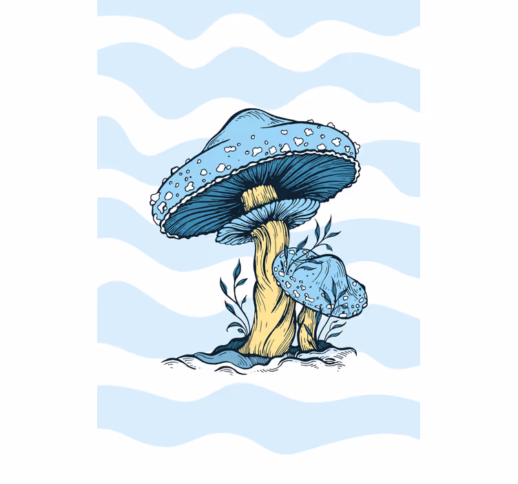ブラインド 花や植物 青いきのこ - TENSTICKERS