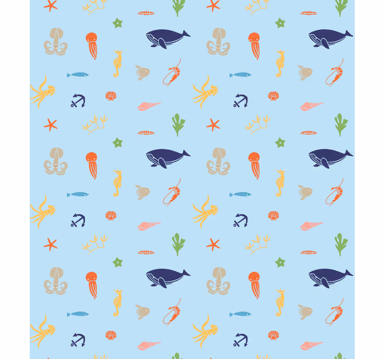明るいリビングルームのブラインドの海の動物 - TENSTICKERS