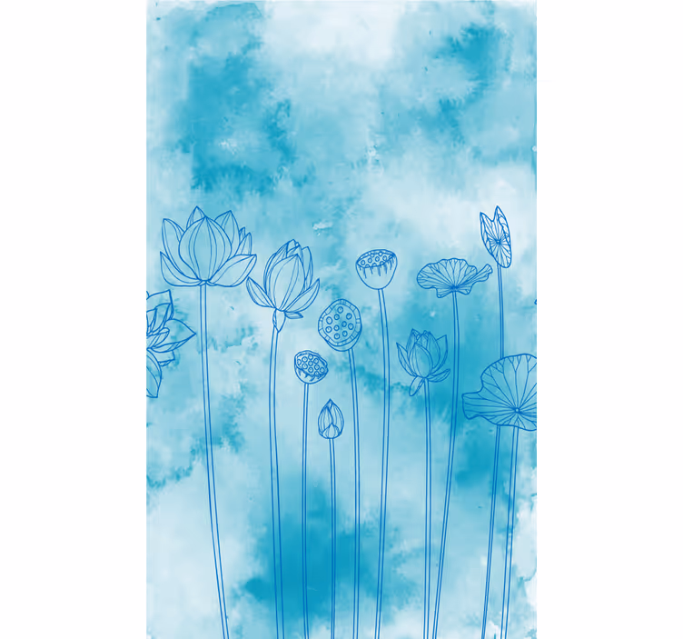ブラインド 花や植物 蓮の青い模様 - TENSTICKERS