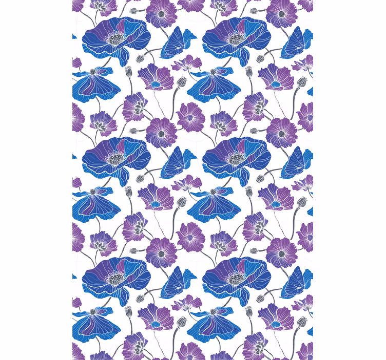 ブラインド 花や植物 青とピンクのパターン - TENSTICKERS