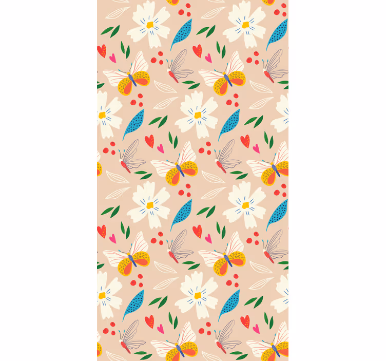 ブラインド ちょうちょ ベージュの花柄 - TENSTICKERS