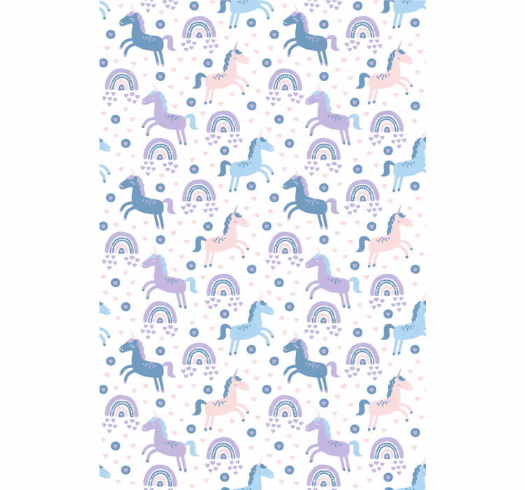 ブラインド 子供部屋 青いユニコーンと虹 - TENSTICKERS