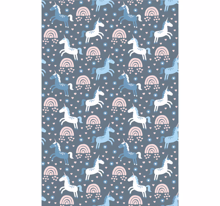 ブラインド 子供部屋 青いユニコーンと虹 - TENSTICKERS