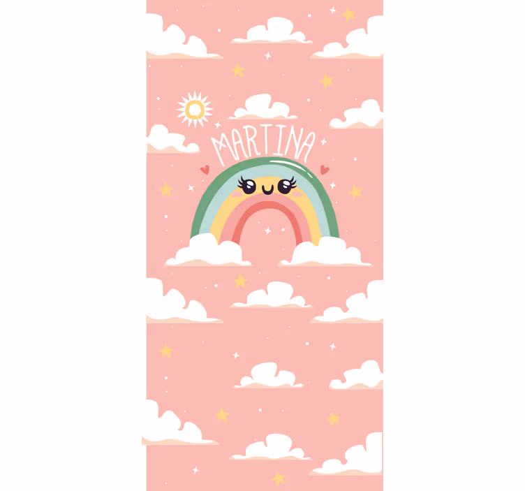 ブラインド 子供部屋 名前入りピンクレインボーデザイン - TENSTICKERS
