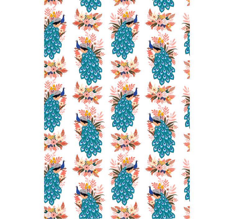 ブラインド 花や植物 孔雀と花々の中で - TENSTICKERS