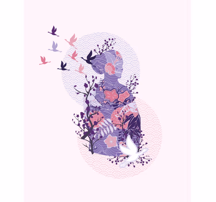 ブラインド 花や植物 フローラルシルエットアート - TENSTICKERS