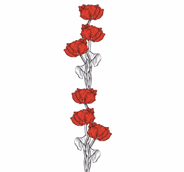 ブラインド 花や植物 エレガントな赤い花 - TENSTICKERS