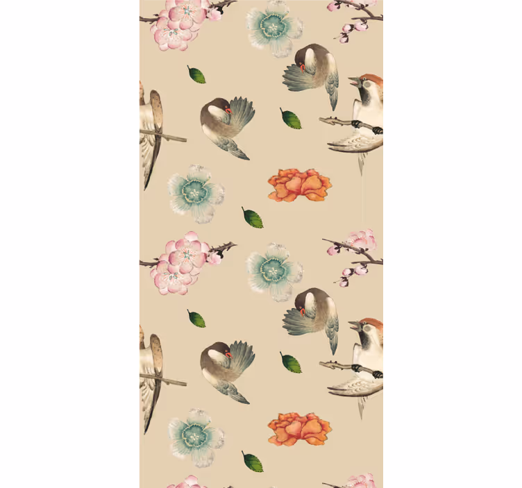 ブラインド 花や植物 ベージュの鳥のデザイン - TENSTICKERS