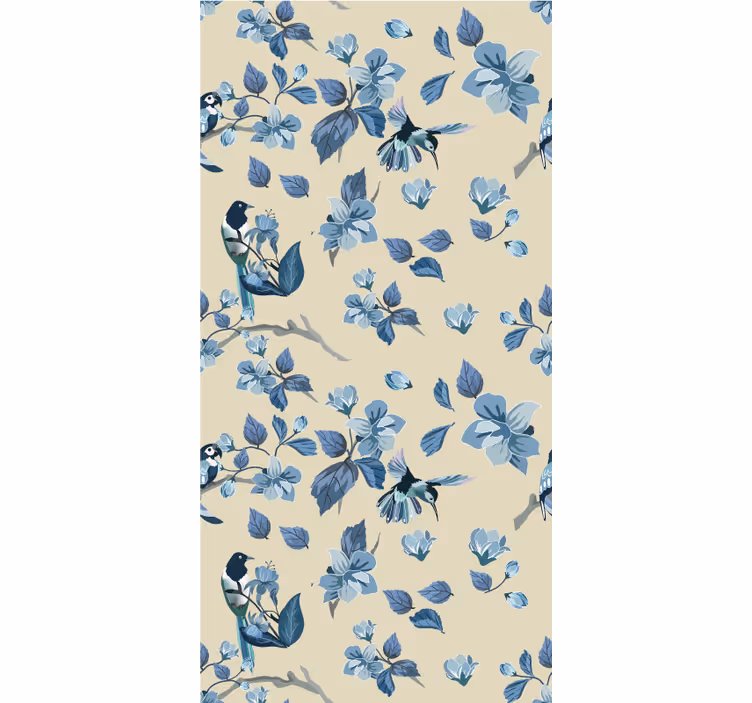 ブラインド 花や植物 青い鳥と葉っぱ - TENSTICKERS