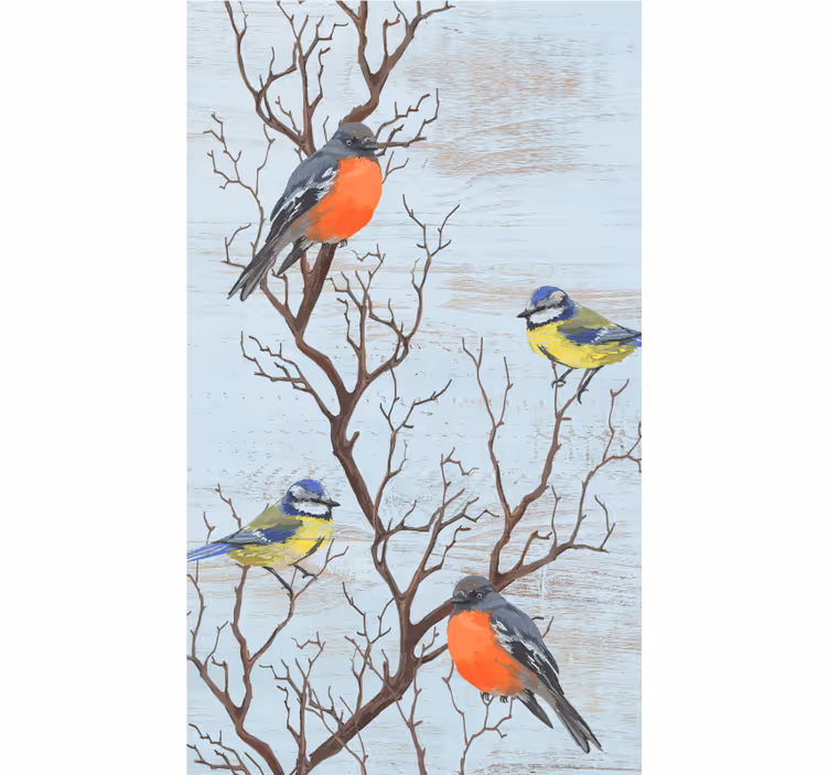 ブラインド 木 鳥が枝に止まるデザイン - TENSTICKERS