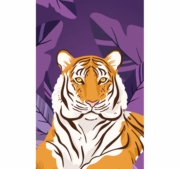 ブラインド 動物 トラの葉と共に描かれた肖像 - TENSTICKERS