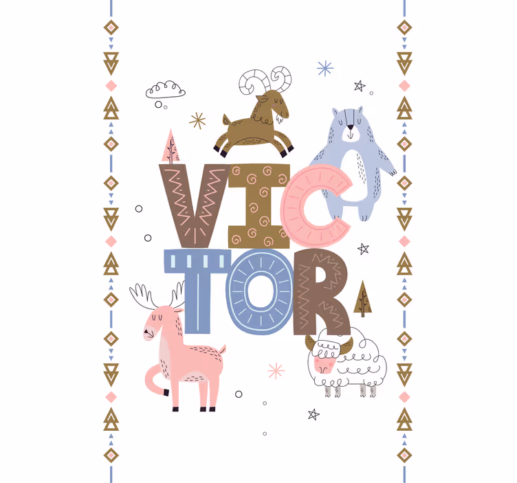 ブラインド 北欧 子供用動物デザイン名入れ - TENSTICKERS