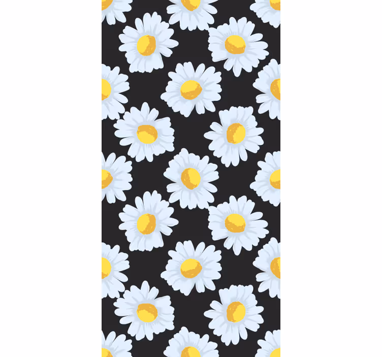 黒のヒナギクの花と植物のブラインドに白 - TENSTICKERS