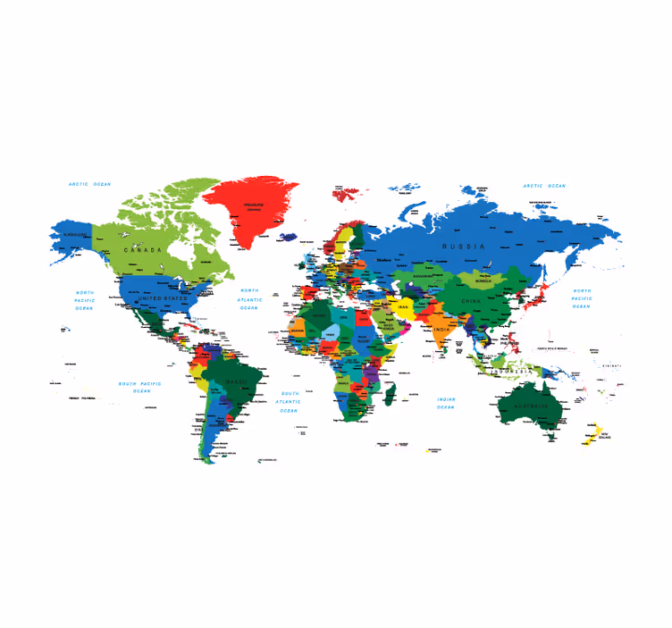 ローラースクリーン 世界地図 政治地図作成 - TENSTICKERS