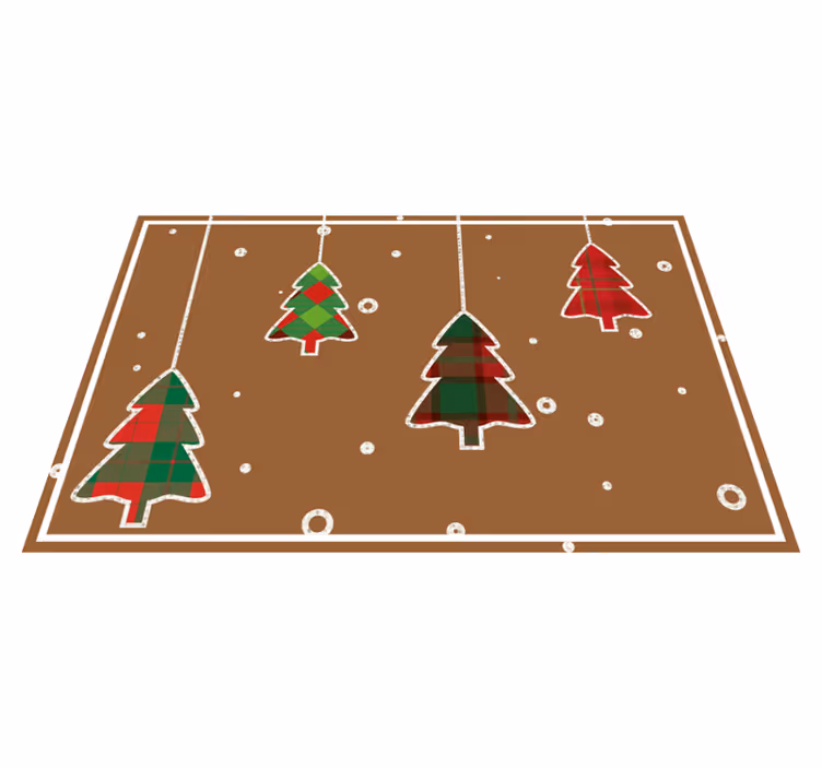 クリスマスツリーブラウンバックグラウンドランチョンマット - TENSTICKERS