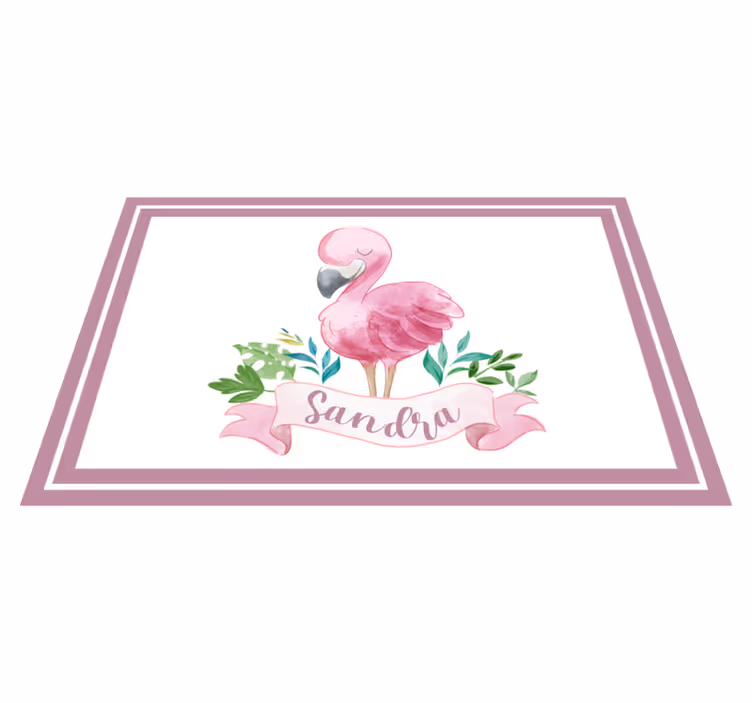ランチョン マット 名前付きリボン付きフラミンゴ - TENSTICKERS