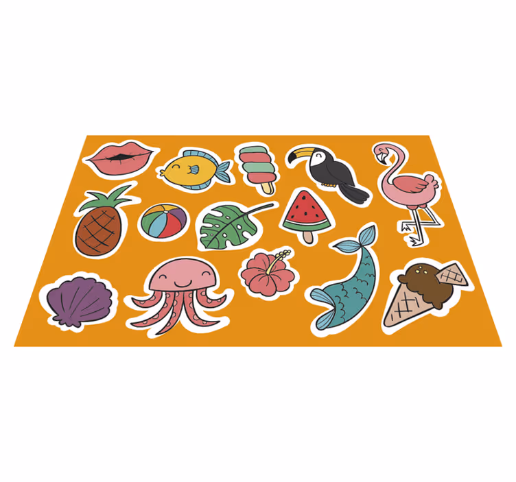 ランチョンマット 子供 カラフルなトロピカル要素 - TENSTICKERS