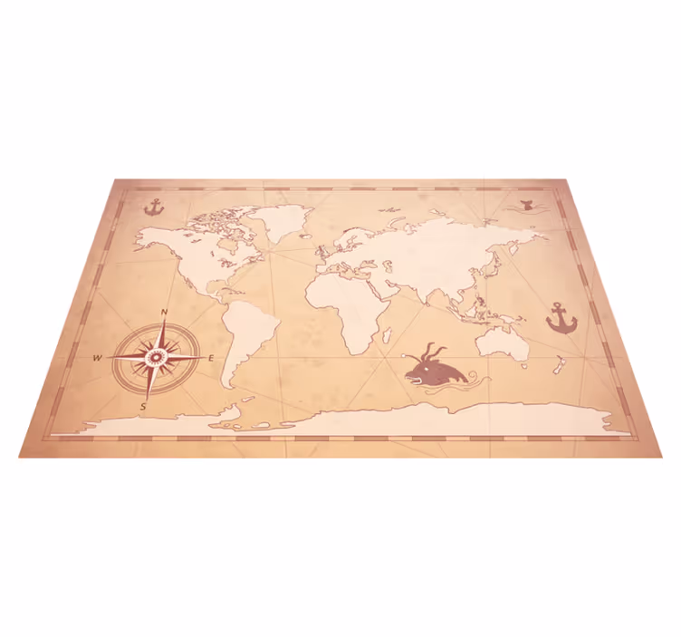 ヴィンテージ世界地図ビニールランチョンマット - TENSTICKERS