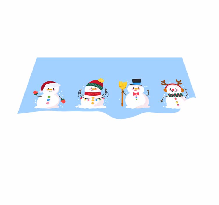 4つのかわいい雪だるまのクリスマスランチョンマット - TENSTICKERS