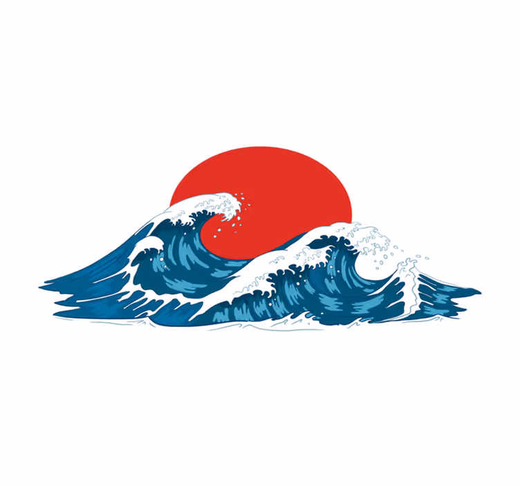 オリジナル ランチョンマット 波と昇る太陽 - TENSTICKERS