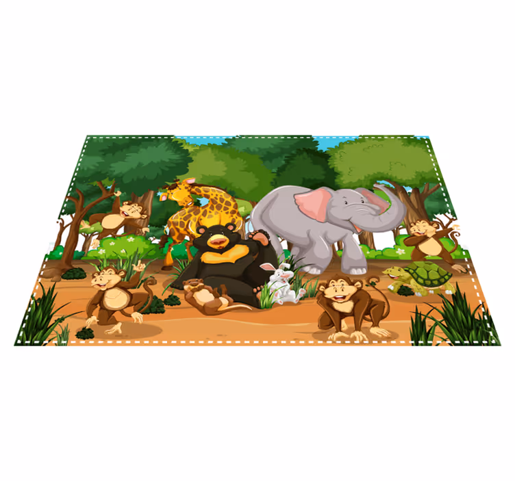 ランチョンマット 子供 動物楽しいシーン - TENSTICKERS