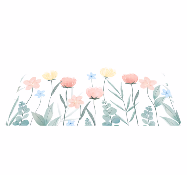 葉のプレースマットとピンクと黄色の花 - TENSTICKERS