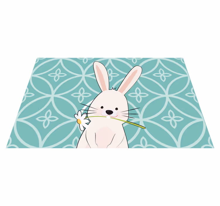 ランチョンマット 子供 可愛いウサギと花 - TENSTICKERS