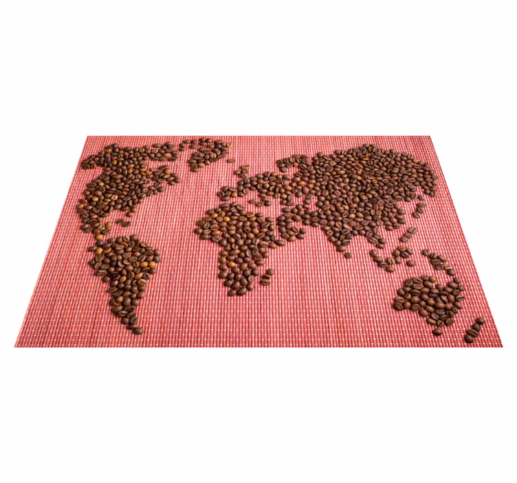 オリジナル ランチョンマット 世界地図 コーヒー豆 - TENSTICKERS