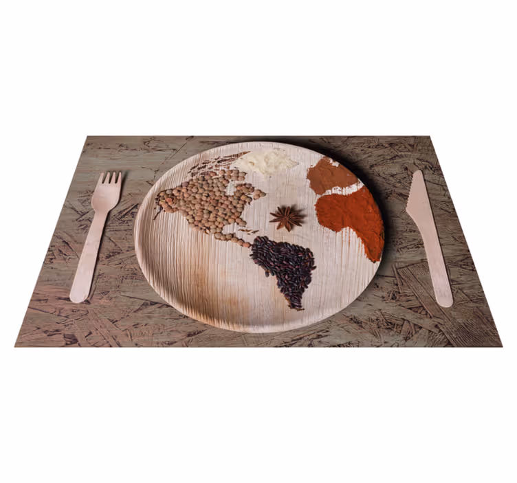 オリジナル ランチョンマット 世界地図の食材 - TENSTICKERS