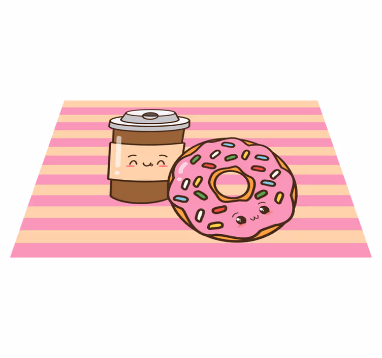 ランチョンマット 子供 可愛いコーヒードーナツ - TENSTICKERS