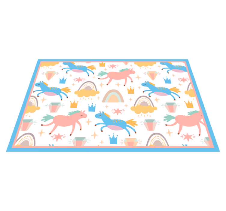 ランチョンマット 子供 カラフルなユニコーンが走る - TENSTICKERS