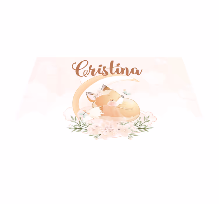 ランチョン マット 名前付きかわいいキツネのイラスト - TENSTICKERS