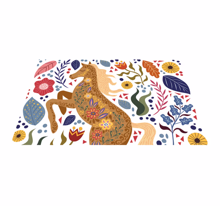 野生の馬の民間伝承のイラストのプレースマット - TENSTICKERS