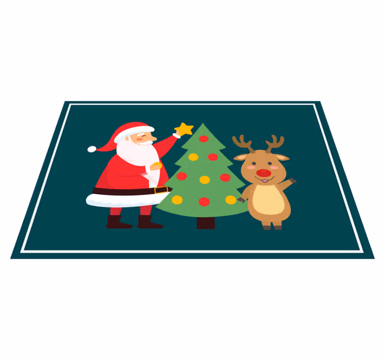 クリスマス ランチョン マット サンタとトナカイ - TENSTICKERS